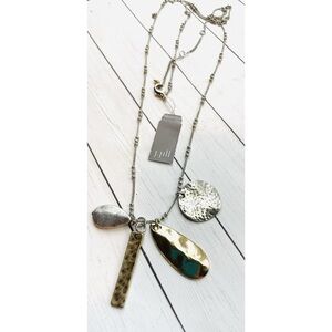 NEW NWT J. Jill Two-Toned Silver and Gold Multi-Charm Long Necklace $39 Retail